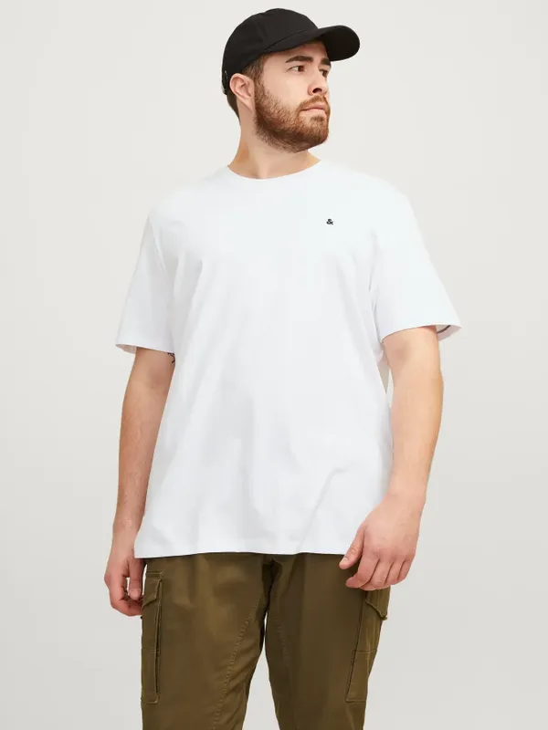 Vit plus size T-shirt herr med broderi – Jack & Jones