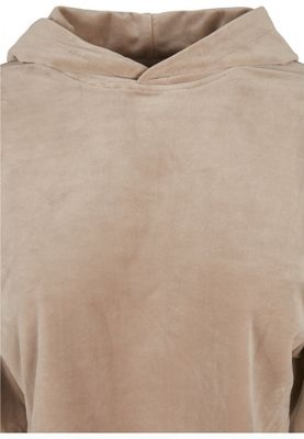 Ladies Cropped Velvet Oversized Hoody