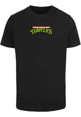 Logotyp bröst, karaktärer rygg Turtles Team Tee logotyp T-shirt för herr – svart