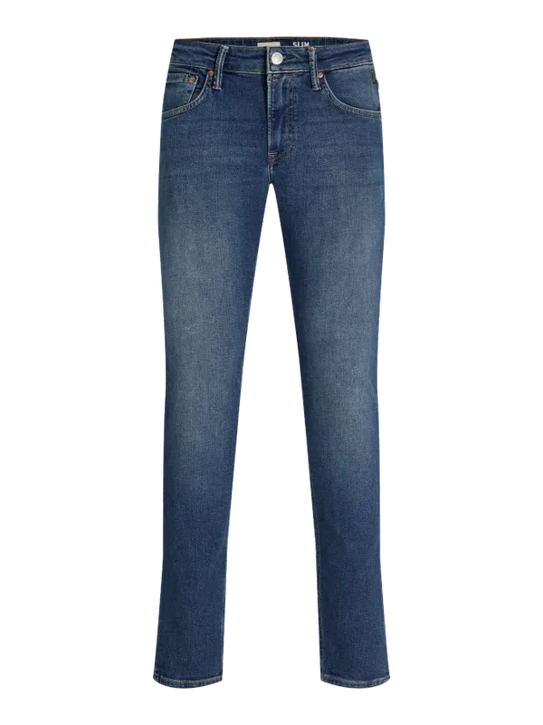 Mörkblå slim fit jeans med stretch - GLENN