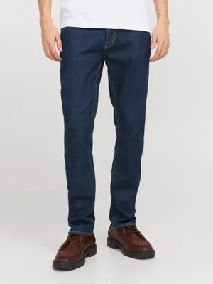 Mörkblå otvättade slim fit jeans - GLENN