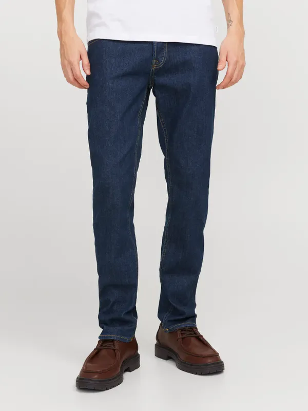 Mörkblå otvättade slim fit jeans - GLENN