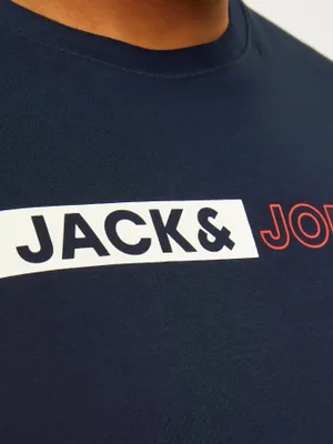 Jack & Jones Plus Size T-shirt med logotryck – Mörkblå