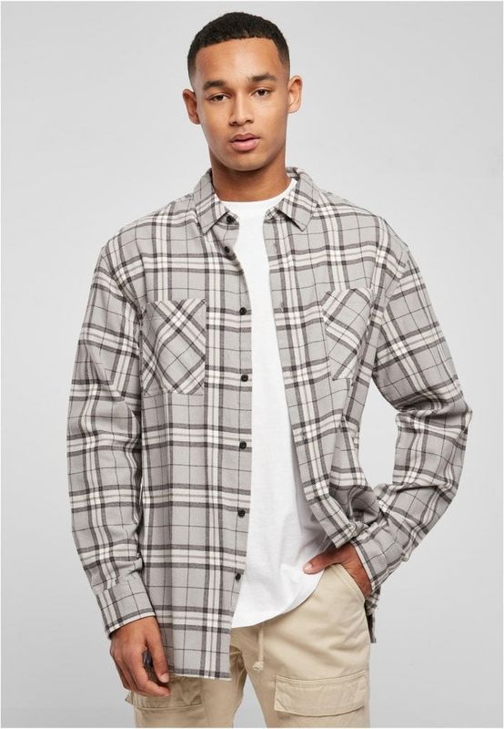 Long Oversized Grey Check Shirt