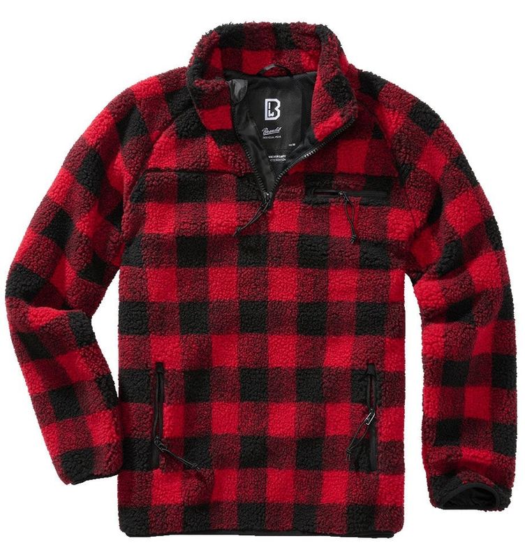 Lumber jacket teddyfleece pullover red/black - men