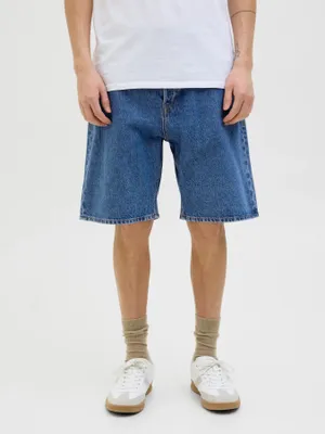 Baggy fit shorts stonewash blå för män