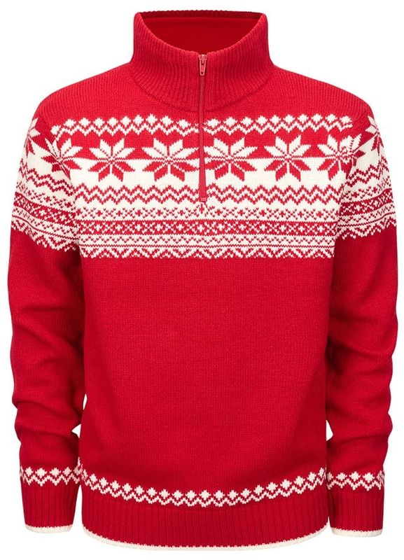 Norsk strikket pullover - rød/hvid