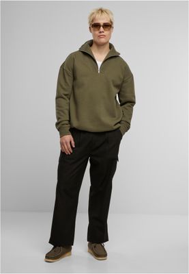 Frontdragkedja, hög krage Cut&Sew Troyer Huvtröja för herr – olive