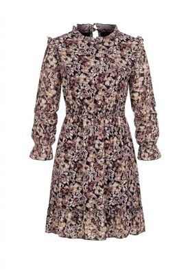 Chiffon dress with waistband and floral print