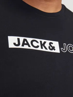 Jack & Jones Plus Size T-shirt med logotryck – Svart