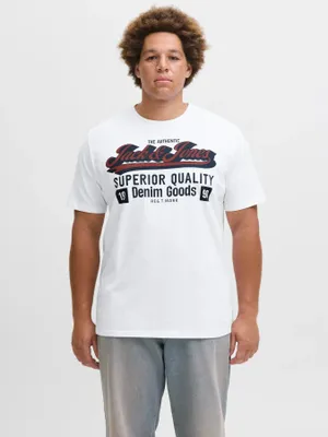 Vit T-shirt med tryck herr plus size – Jack & Jones
