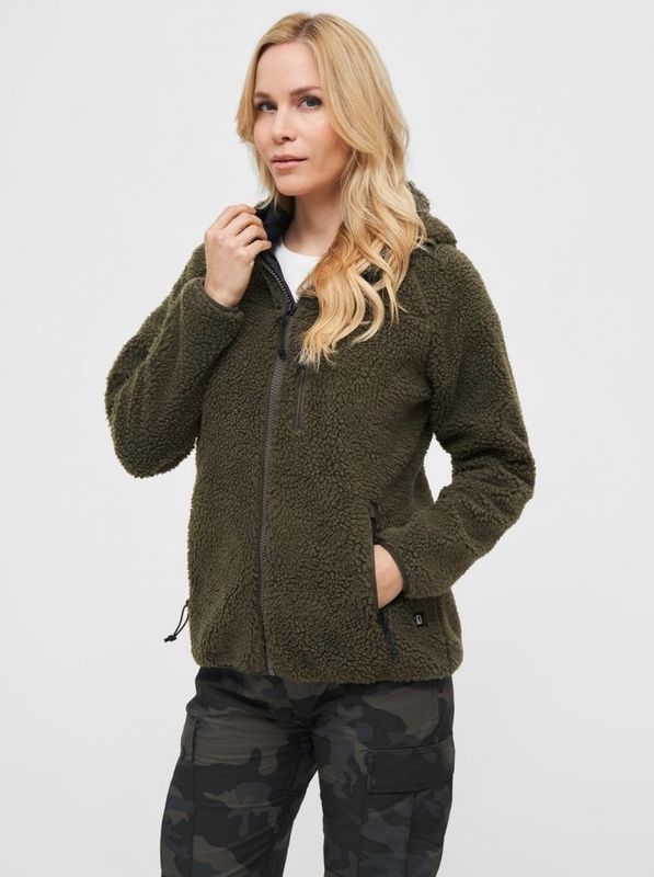 Teddy Fleece lynlåsjakke oliven - Dæme