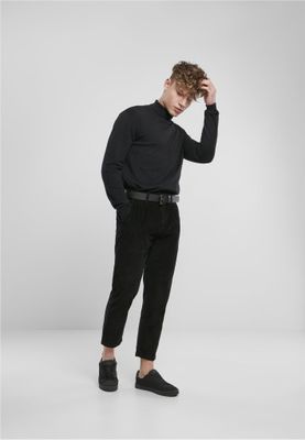 Black fine knit polo shirt men