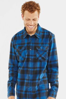 Blue herringbone flannel shirt men