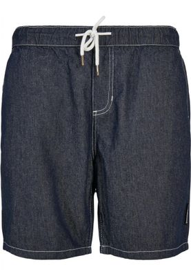 Denim shorts with cuffs at the waist - dark blue