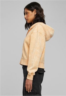 Ladies Short Oversized Towel Washed Zip Hoody