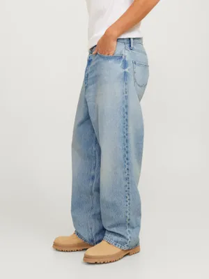 Ljusblå tvättade baggy fit jeans - ALEX