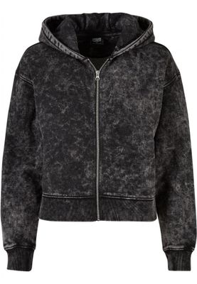 Ladies Short Oversized Towel Washed Zip Hoody