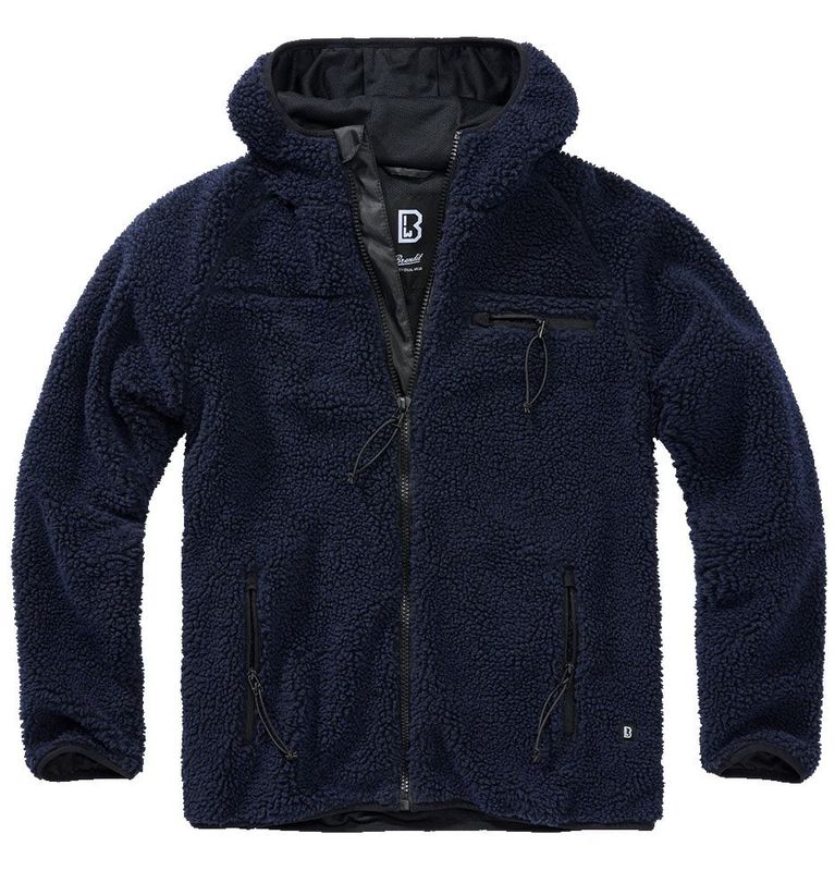 Navy teddy jacket hooded - men