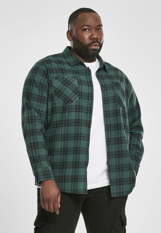 Checkered cotton shirt dark green/black
