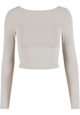 Öppen rygg Ladies Slim Fit Longsleeve Open Back Topp – Molnfärg