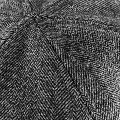 Flatcap "gubbkeps" mörkgrå fiskbensmönstrad