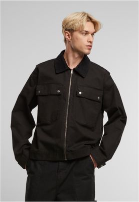 Vita tryckta knappar, två bröstfickor Mens Workwear Cotton Jacket Jacka för herr – svart