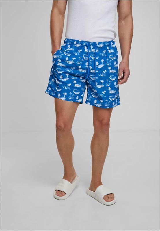 Pattern Swim Shorts Bright Blue/White