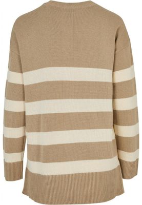 Woman Striped Knit Sweater With Round Neck