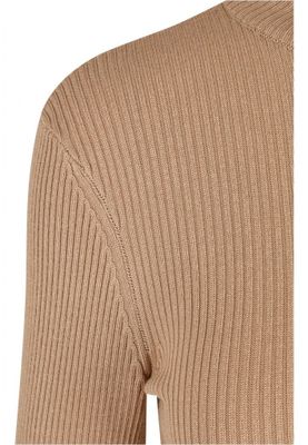 Ladies Cropped Rib Knit Zip Cardigan