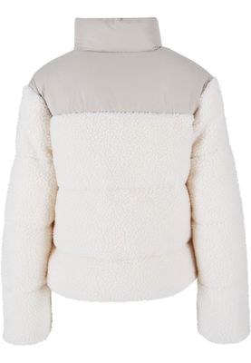 Short sherpa mix puffer jacket lady