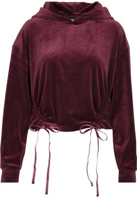 Ladies Short Velvet Gathered Hoody