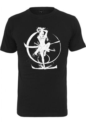 Black t-shirt lady with white samurai print