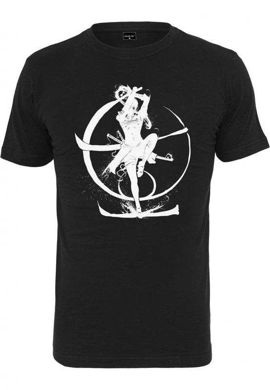 Black t-shirt lady with white samurai print