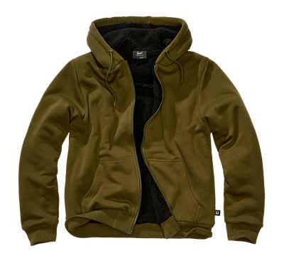 Huvtröja Sweatjacket Teddylining för herr – olive