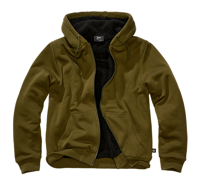 Huvtröja Sweatjacket Teddylining för herr – olive