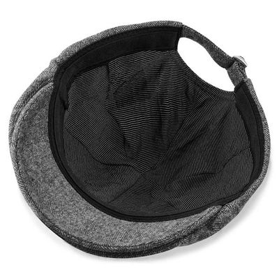 Flatcap "gubbkeps" mörkgrå fiskbensmönstrad