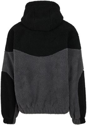 Grå och svart färgblockering Weavy Colorblock Teddy Hoodie – magnet/black