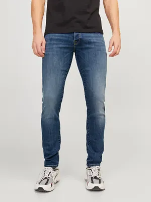 Blå super stretch slim fit jeans - GLENN