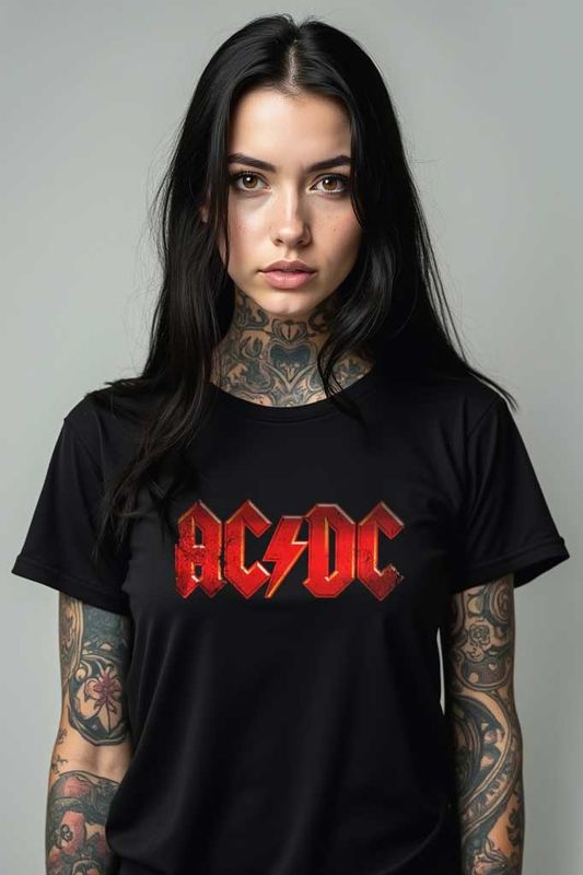 AC/DC Distressed Logo Girly Tee