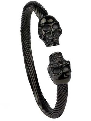 Armring dubbel skull i rostfritt stål