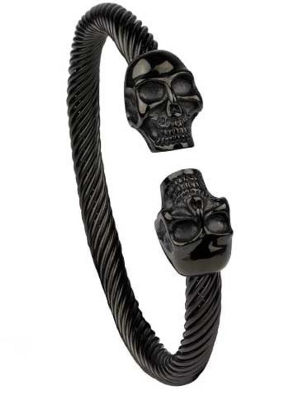 Bracelet double skull in stainless steel