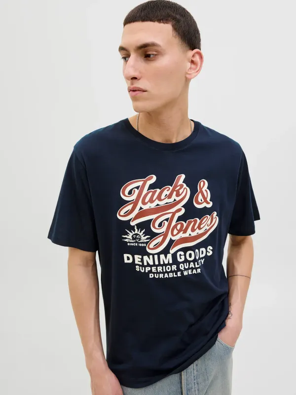 Ekologisk Blå T-shirt med Rund Hals och Kort Ärmar