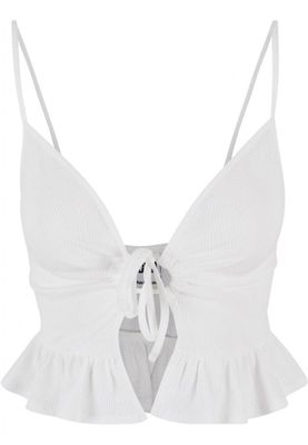 Spaghetti-strap peplum top with tie