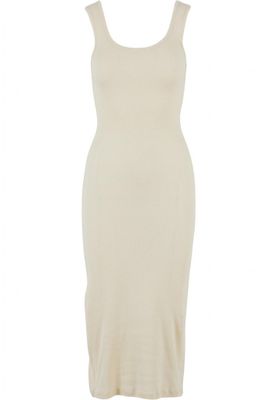 Midi dress in stretchy cotton with round neckline