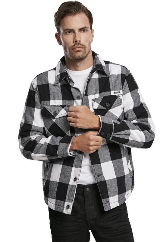 Hvid/sort flanneljakke til herrer