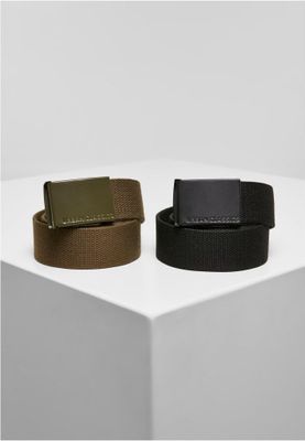 Colored Buckle Canvas Belt 2-Pack