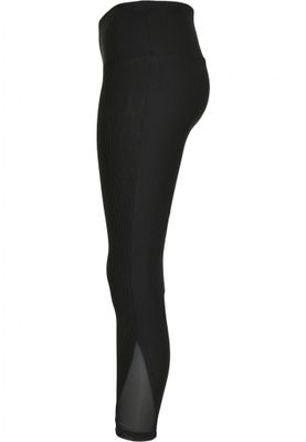 Sort ribbet leggings