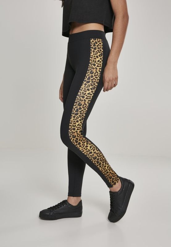 Black leggings with leopard skin pattern in the side