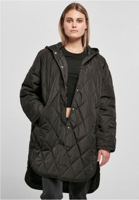 Ladies Oversized Diamond Quilted Hooded Coat